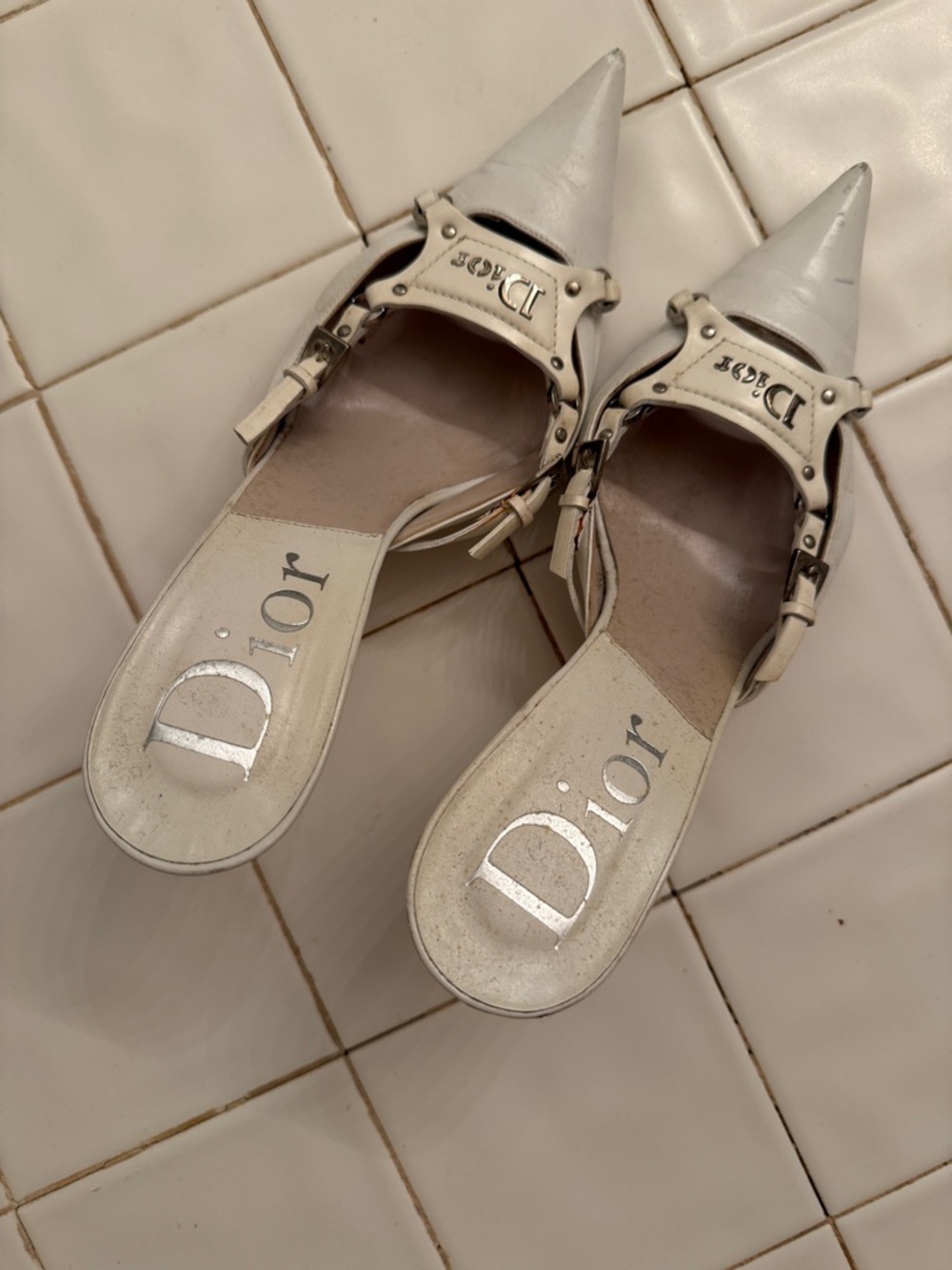 Christian Dior logo. AUTHENTIC HEELS / mules Shoes sz 6
